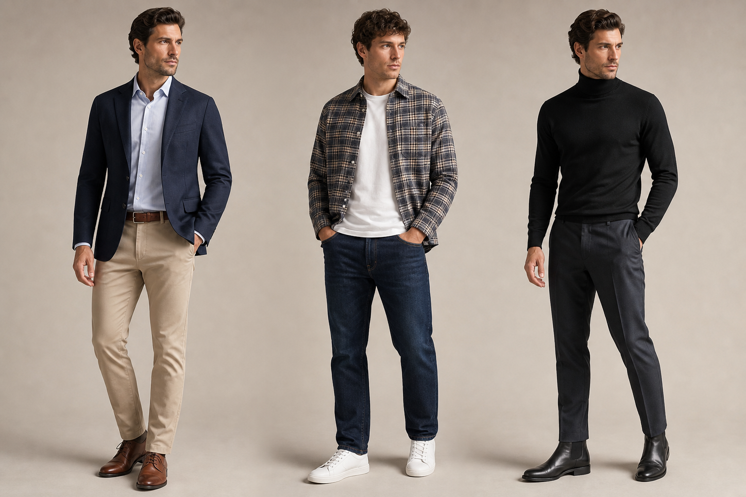 Trois idées de tenues casual chic homme pour le bureau, le week-end et la soirée